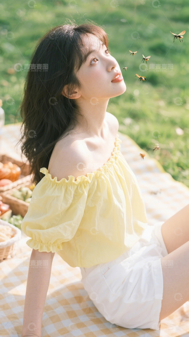 高清大图下载【趣麦麦图】甜美清新野餐穿搭1