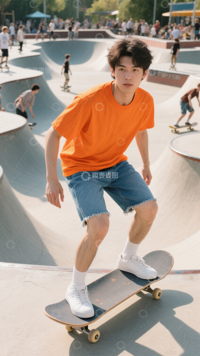 高清大图下载【趣麦麦图】活力街头滑板穿搭12