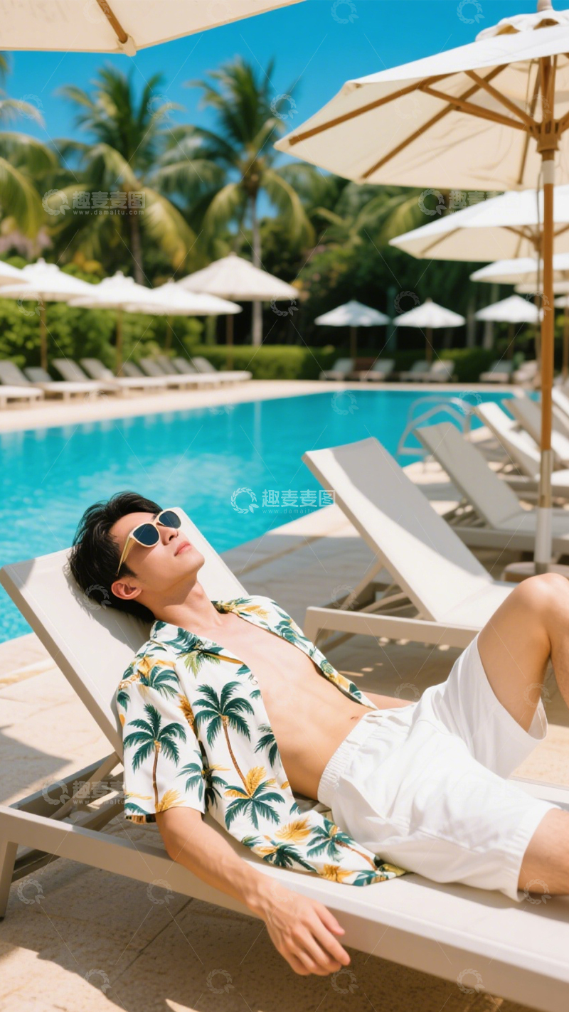 高清大图下载【趣麦麦图】夏日休闲泳池穿搭1