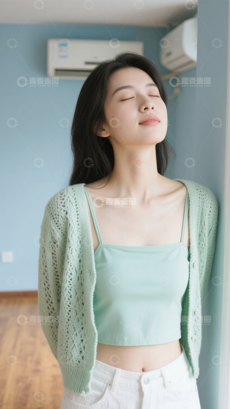 高清大图下载【趣麦麦图】清新简约针织开衫12