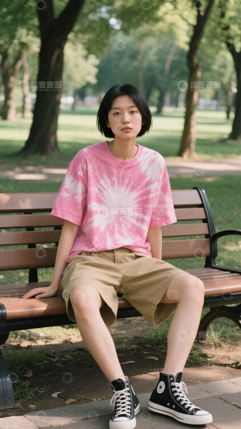 高清大图下载【趣麦麦图】休闲潮流扎染T恤12