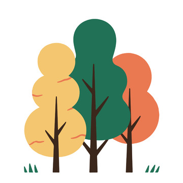 扁平树木的色彩森林