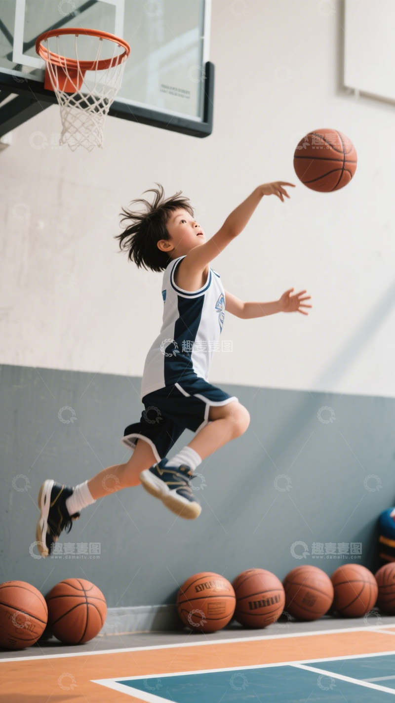 高清大图下载【趣麦麦图】活力运动儿童篮球服1