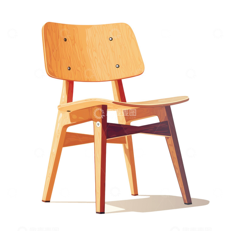 高清大图下载【趣麦麦图】卡通简约一个木质椅子