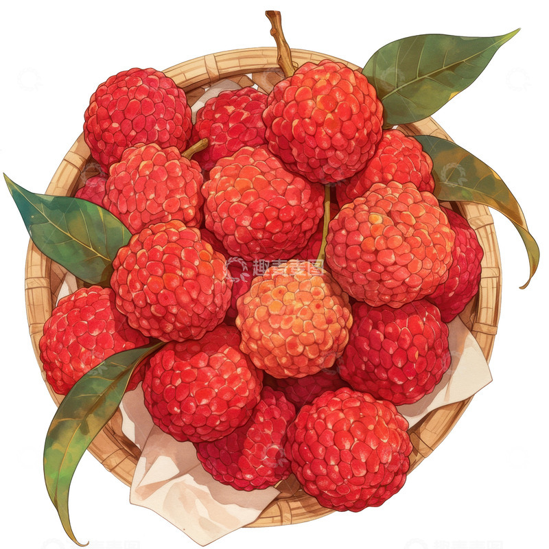 高清大图下载【趣麦麦图】卡通简约一篮子荔枝1