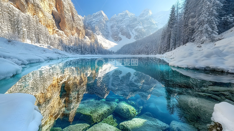 高清大图下载【趣麦麦图】冬季寒冷冰河2