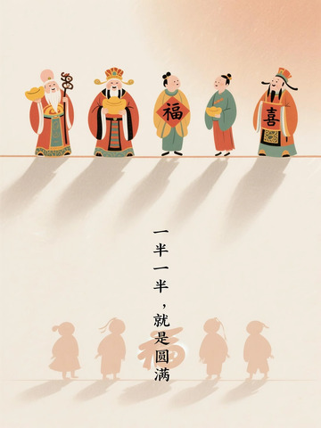 福禄寿喜财五福图