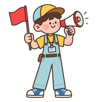 拿着小红旗小喇叭的导游1