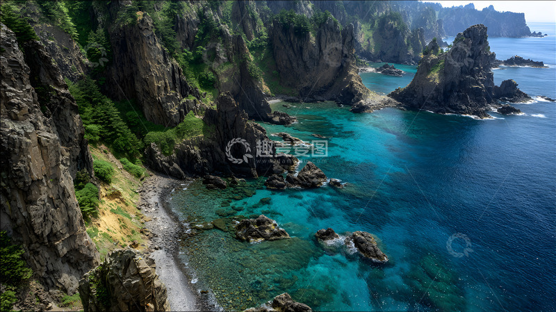 高清大图下载【趣麦麦图】夏日山崖大海1