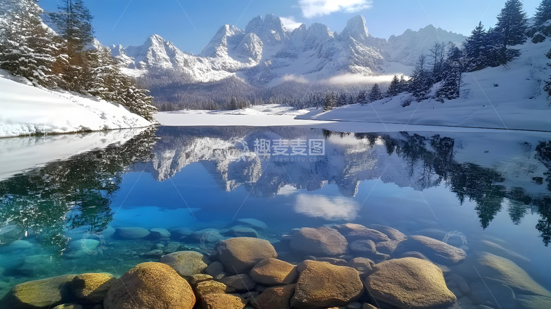 高清大图下载【趣麦麦图】冬季寒冷冰河3