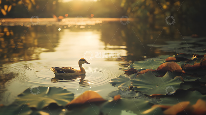高清大图下载【趣麦麦图】秋日河塘的水鸭3