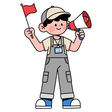 拿着小红旗小喇叭的导游12