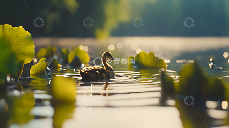 高清大图下载【趣麦麦图】秋日河塘的水鸭6