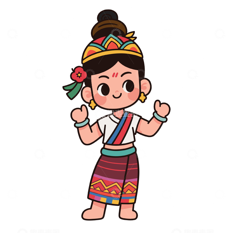 源文件下载【趣麦麦图】少数民族傣族的女孩