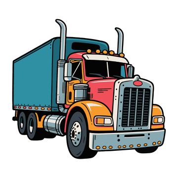 儿童简笔插画大卡车1