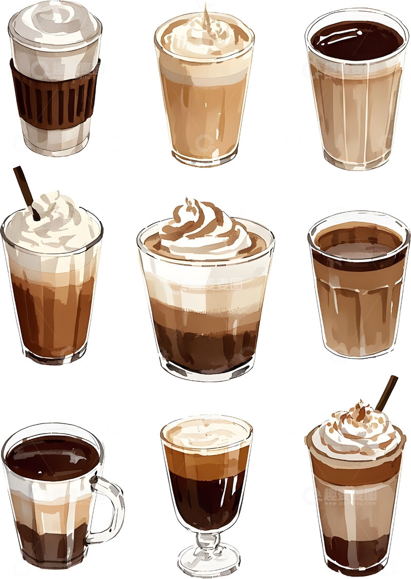 高清大图下载【趣麦麦图】咖啡插画元素