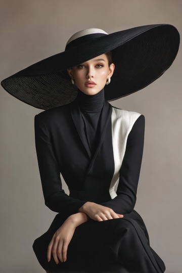 一位带着大帽子的时尚女士