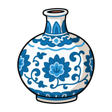 儿童简笔画青花瓷