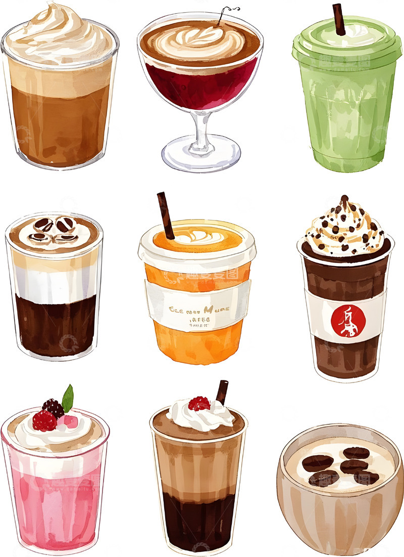 高清大图下载【趣麦麦图】咖啡素材插画