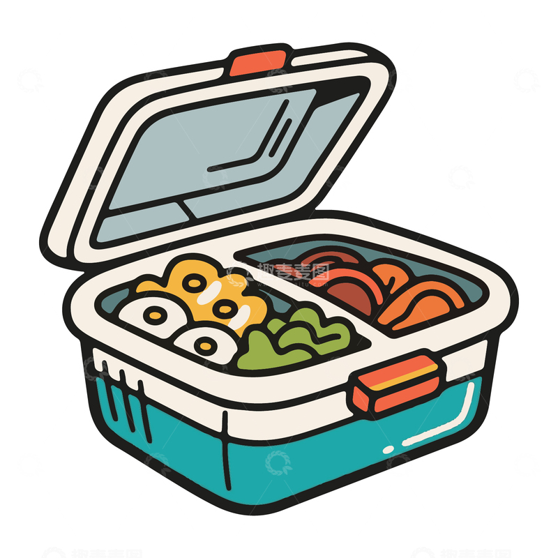 源文件下载【趣麦麦图】儿童简笔画饭盒便当