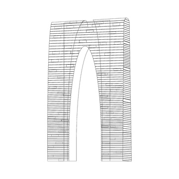 苏州东方之门建筑线稿地标建筑物景点线描