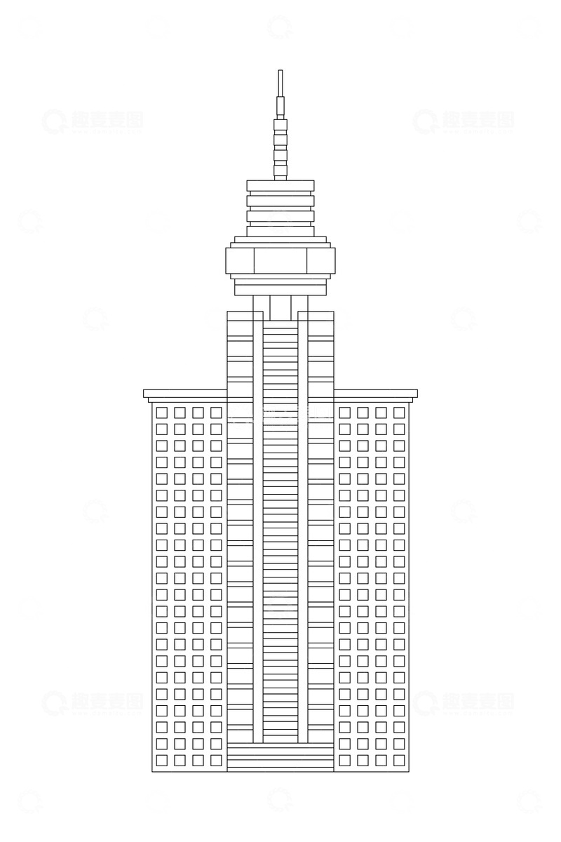 高楼大厦地标建筑物建筑线稿电视塔