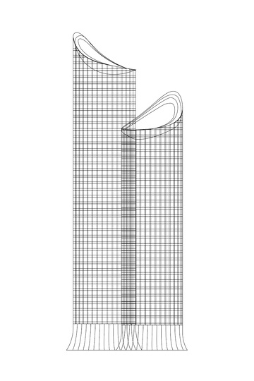 浙江财富金融中心建筑线稿地标大厦