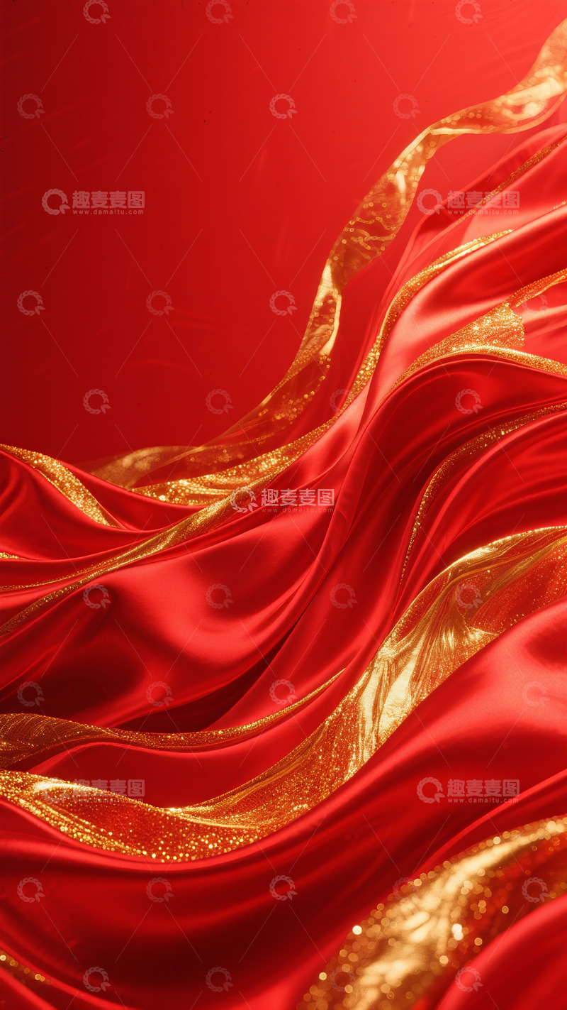 地产红色大气鎏金红金粒子流体效果纹理背景13