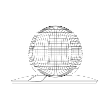 杭州国际会议中心建筑线稿地标景点