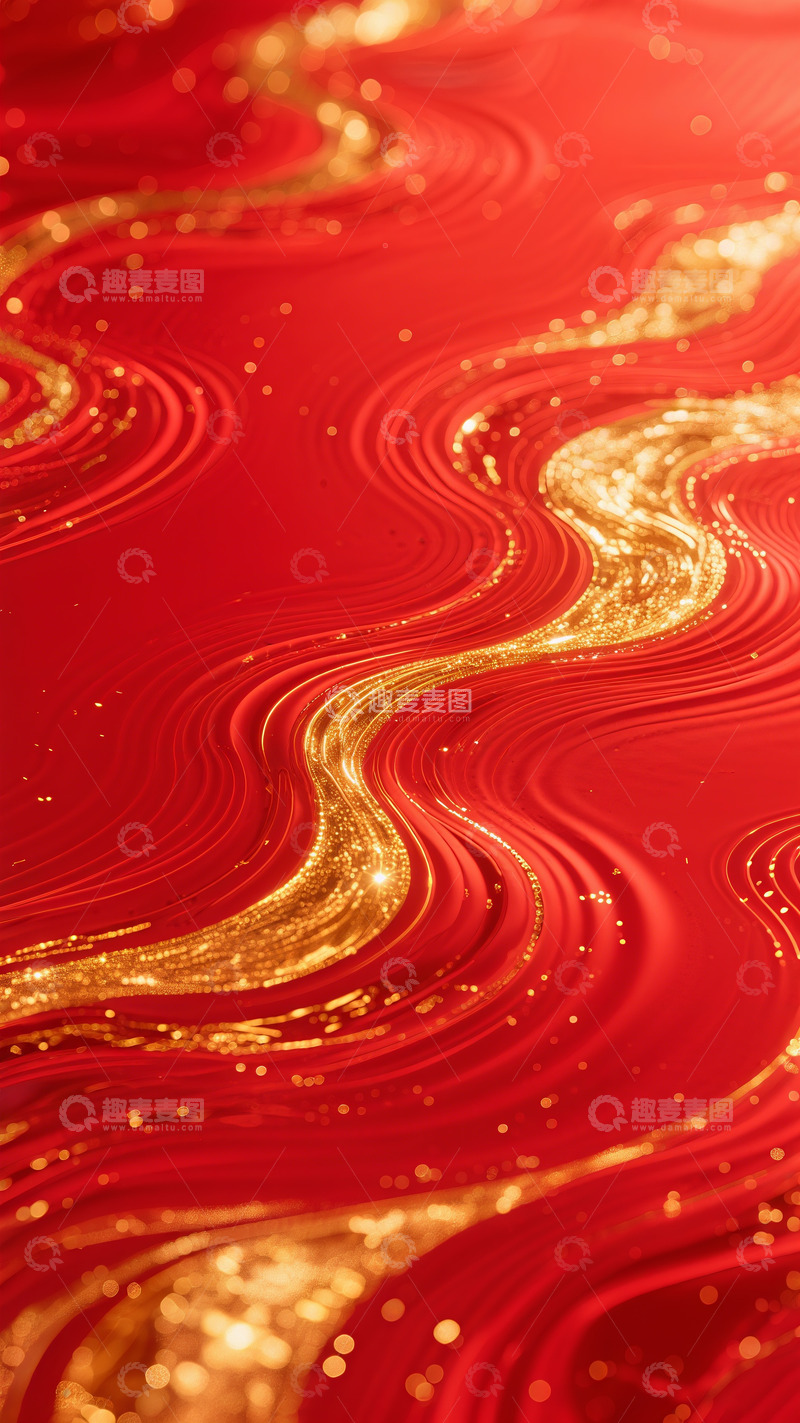 地产红色大气鎏金红金粒子流体效果纹理背景12