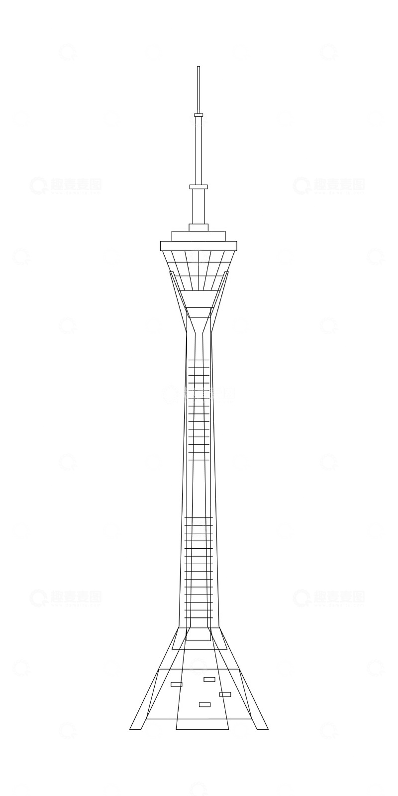 天府熊猫塔建筑线稿地标建筑物景点电视塔