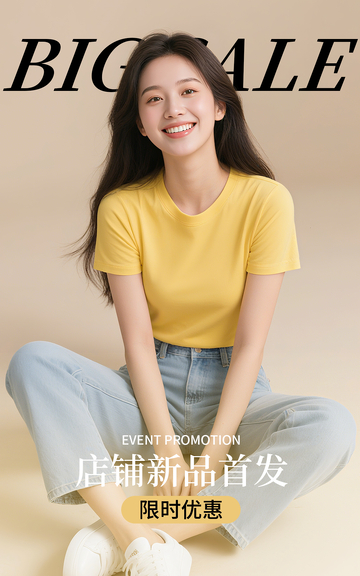 橙色鞋服箱包类女装电商竖版海报