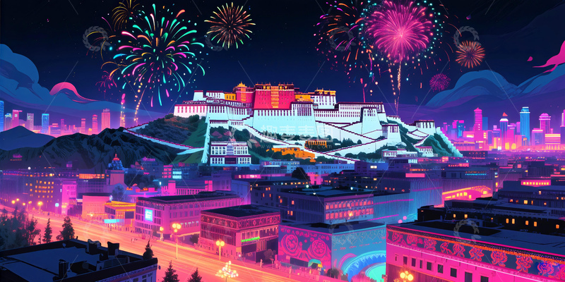 高清大图下载【趣麦麦图】西藏布达拉宫夜景