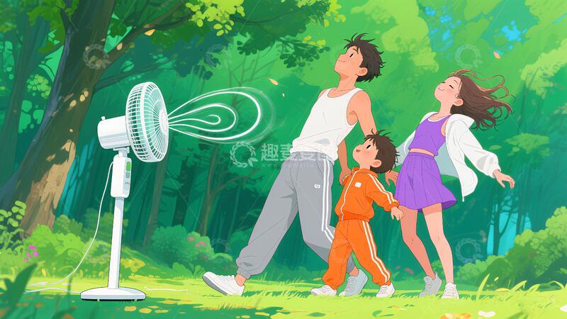高清大图下载【趣麦麦图】风扇空调清爽