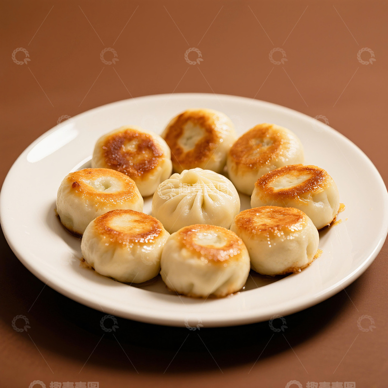 高清大图下载【趣麦麦图】水煎包子美食