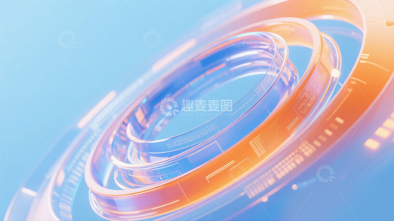 高清大图下载【趣麦麦图】蓝橙渐变科技感信息网络视觉背景