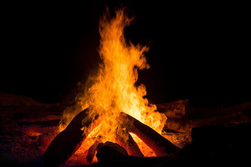 燃烧的篝火火焰