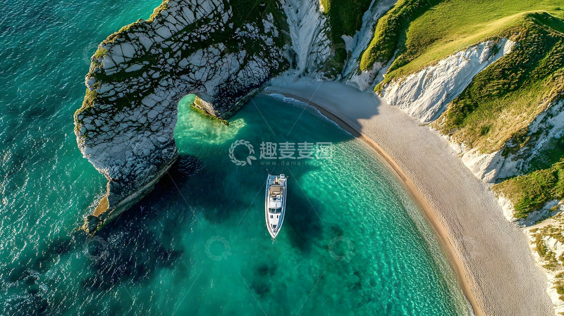 高清大图下载【趣麦麦图】航拍山崖大海船只美景2