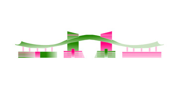 深圳市民中心建筑线稿地标景点建筑物