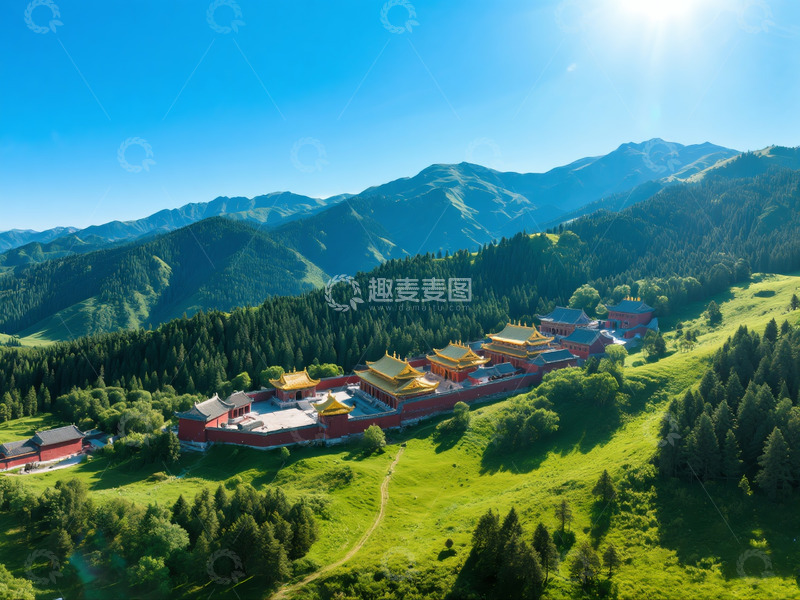 高清大图下载【趣麦麦图】五台山俯视视角全景图