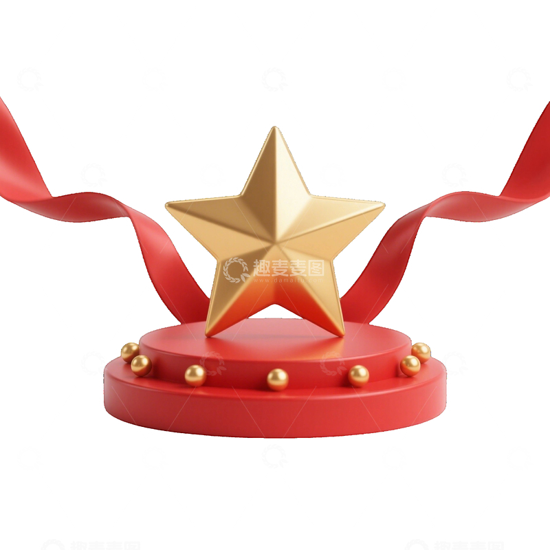建党主题五角星展台与红色飘带组合元素