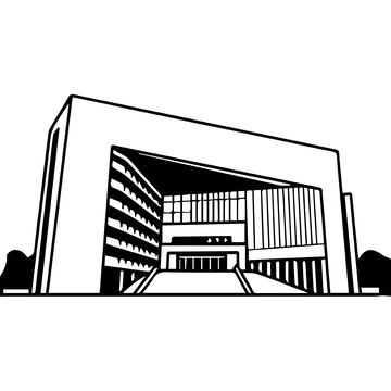 黑白城市建筑线稿11