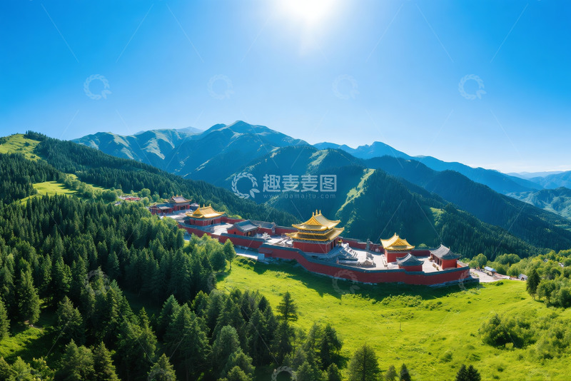 高清大图下载【趣麦麦图】五台山俯拍高清摄影图片