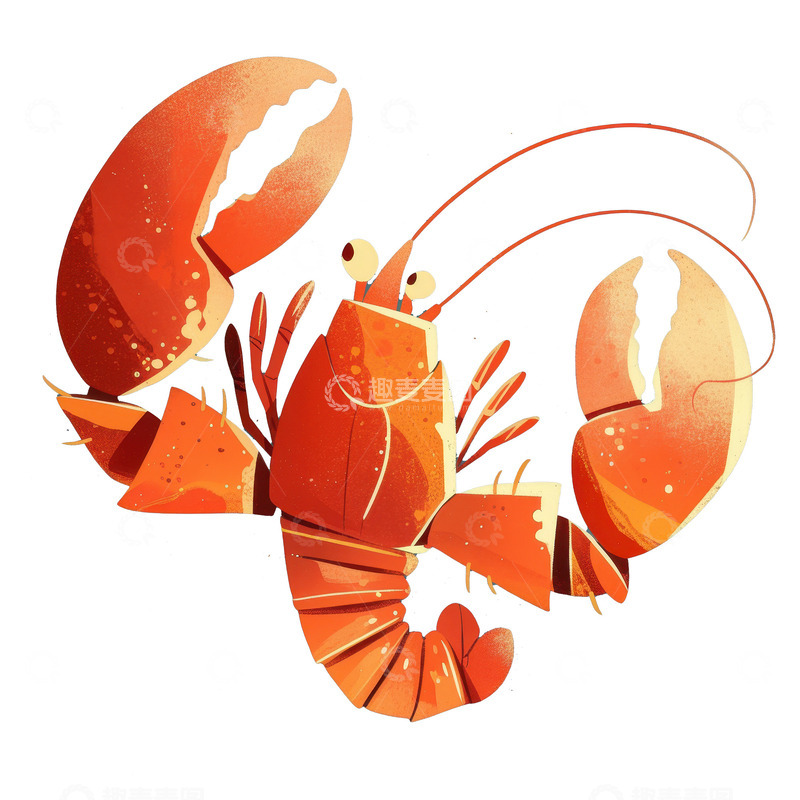 高清大图下载【趣麦麦图】扁平简约一只龙虾