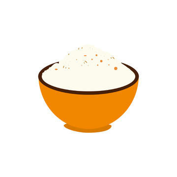 彩绘米饭炒饭瓷碗餐具美食食物插画