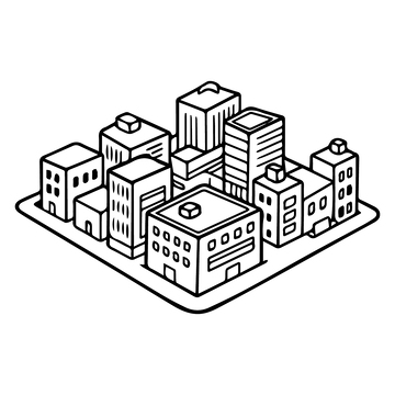 黑白城市建筑线稿1