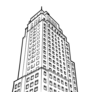 黑白城市建筑线稿10