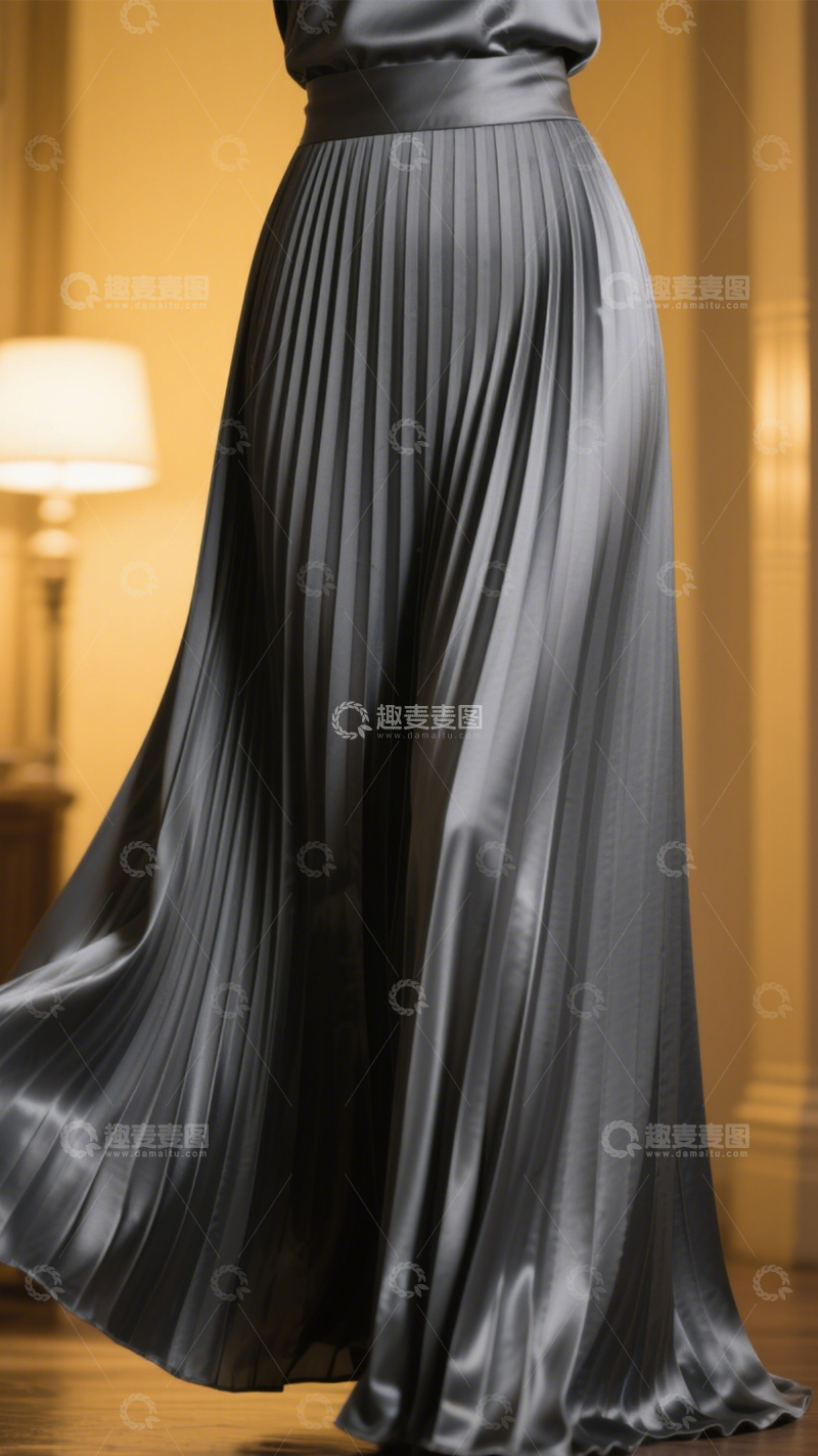 高清大图下载【趣麦麦图】优雅垂坠缎面百褶裙4