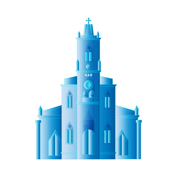 福州泛船浦天主教堂建筑线稿地标景点