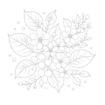 花卉图案刺绣线稿